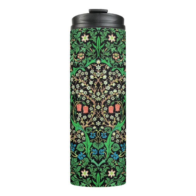 Termo William Morris Jacobean Floral, fondo negro (Anverso)