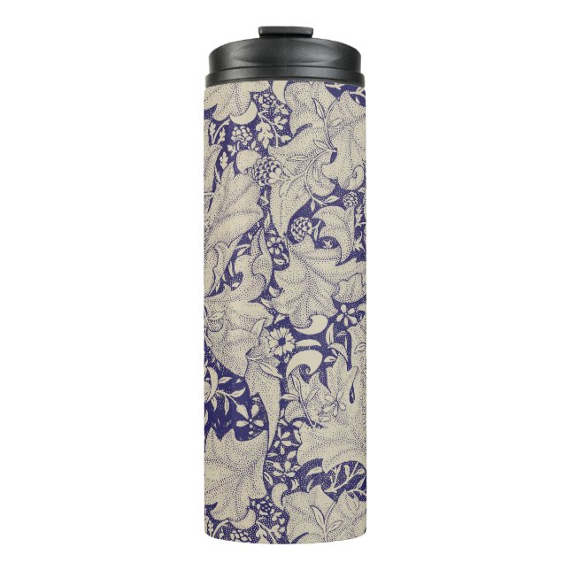 Termo William Morris Wallflower damasco azul floral (Anverso)