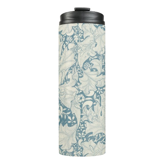 Termo William Morris Wallflower damasco azul floral (Anverso)
