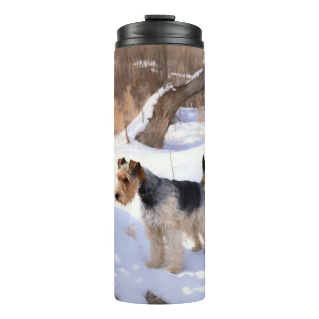 Termo Wire Fox Terrier Deja que nieve Navidad  (Anverso)