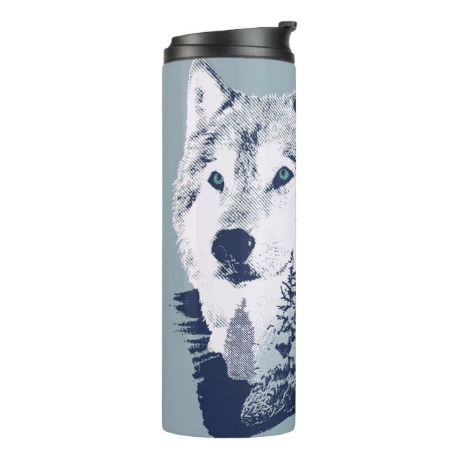 Termo Wolf Blue Forest Grunge (Rotado hacia la izquierda)