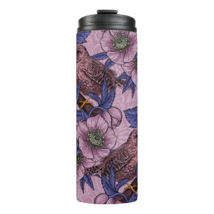 Termo Wren y hellebore, rosa y violeta Wren y helleb