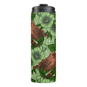 Termo Wren y hellebore, verde claro