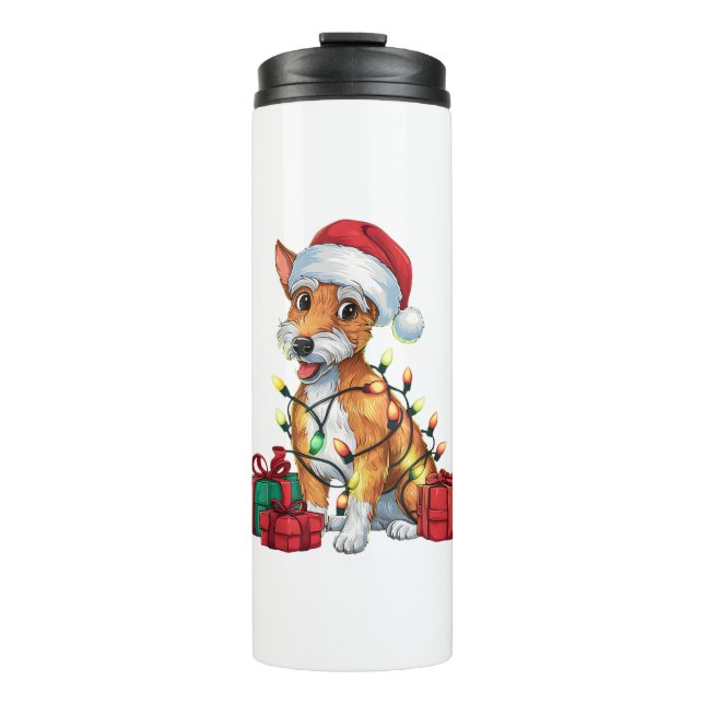 Termo Xmas de Fox Terrier Encendiendo Perro Terrier Sant (Anverso)