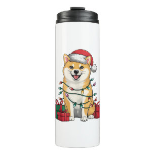 Termo Xmas Encendiendo Santa Hat Shiba Inu Perro Navidad