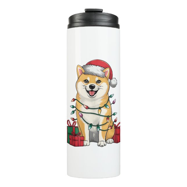 Termo Xmas Encendiendo Santa Hat Shiba Inu Perro Navidad (Anverso)