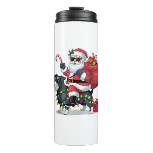 Termo Xmas Ilumina Funny Santa Riding Border Terrier Dog