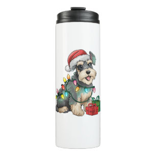 Termo Xmas Iluminación Santa Hat Standard Schnauzer Dog