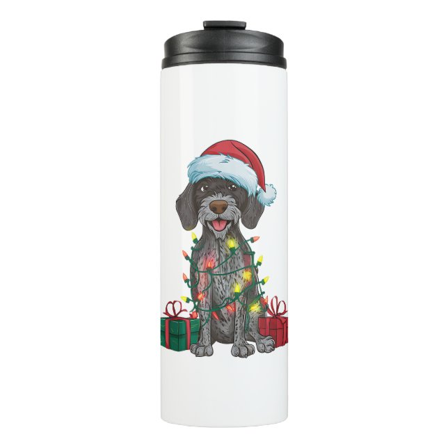 Termo Xmas Iluminando Perro picante de cabello alambrado (Anverso)