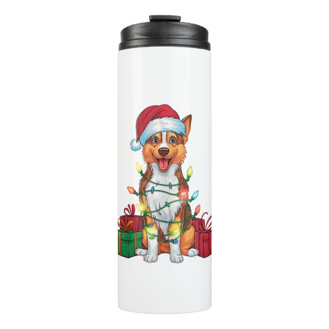 Termo Xmas Iluminando Santa Hat Australian Kelpie Dog Ch (Anverso)
