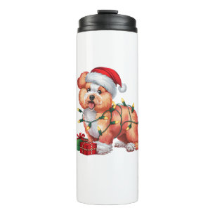 Termo Xmas Iluminando Santa Hat Bichon Dog Navidades