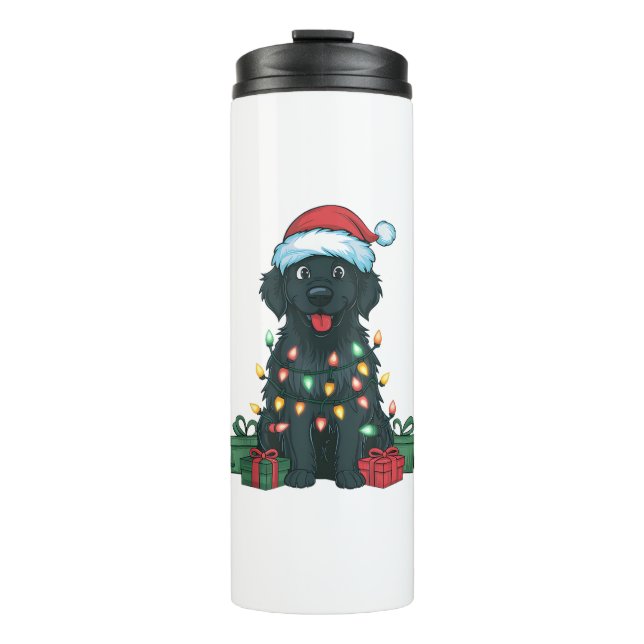 Termo Xmas Iluminando Santa Hat Black Golden Retriever D (Anverso)