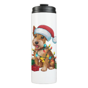 Termo Xmas iluminando Santa Hat Irish Terrier Dog Christ