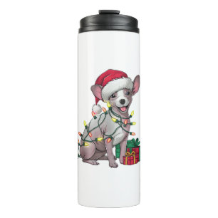 Termo Xmas Iluminando Santa Hat Perros sin pelo mexicano
