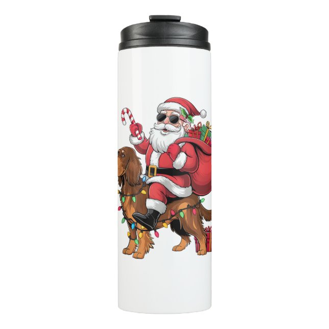 Termo Xmas Iluminando Santa Riding English Setter Dog Ch (Anverso)
