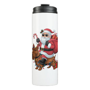 Termo Xmas Iluminando Santa Riding Scottish Terrier Dog