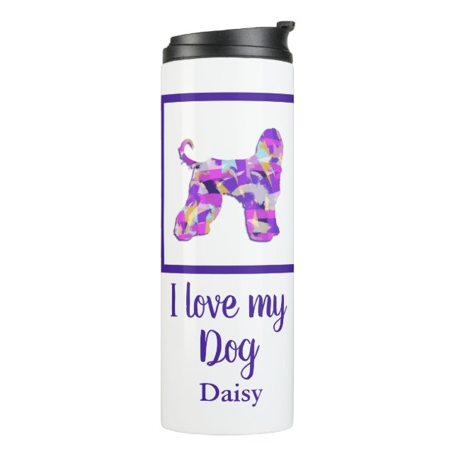 Termo Y&B perro andulado afgano silhouette morado rosado (Rotado hacia la izquierda)