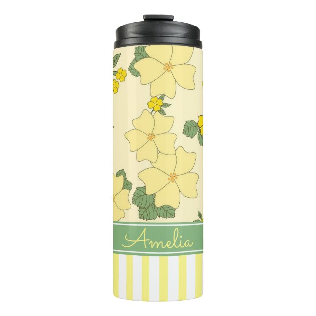 Termo Yellow Floral and Stripes Personalised (Anverso)
