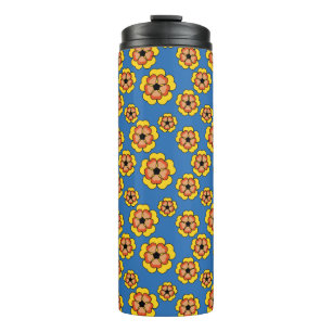 Termo Yellow Orange Flowers Pattern