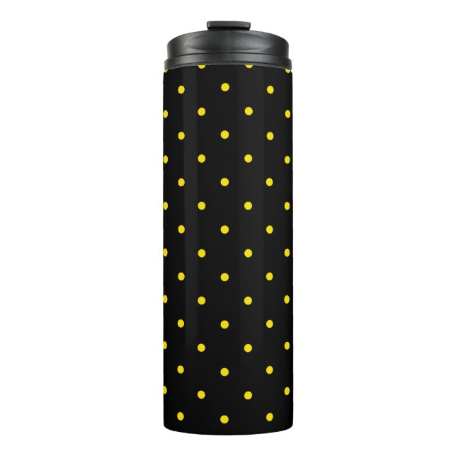 Termo Yellow Polka Dot on Black Thermal Tumbler (Anverso)