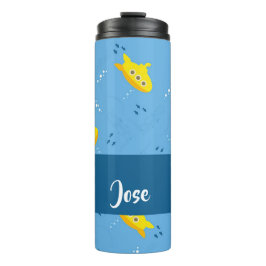 Termo Yellow submarine and fish on blue