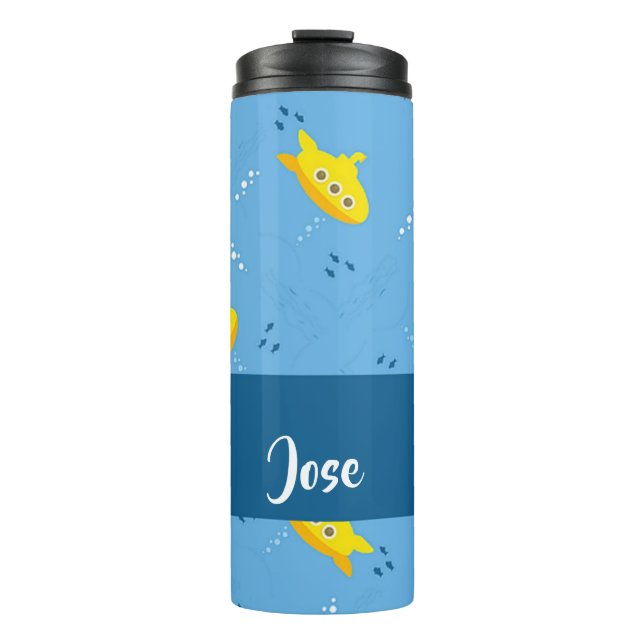 Termo Yellow submarine and fish on blue (Anverso)