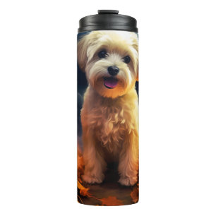 Termo Yorkipoo de Halloween con calabazas temerosas