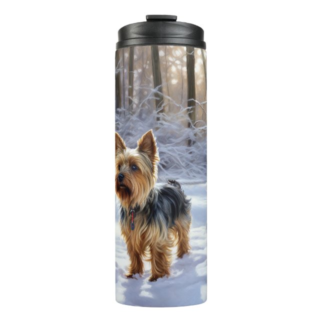 Termo Yorkshire Terrier Deja que nieve Navidad (Anverso)