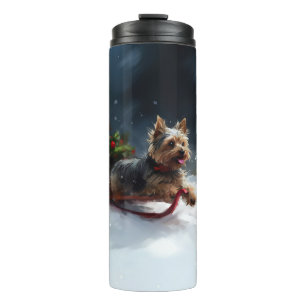 Termo Yorkshire Terrier Navidad nieve invierno