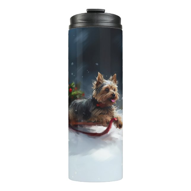 Termo Yorkshire Terrier Navidad nieve invierno (Anverso)