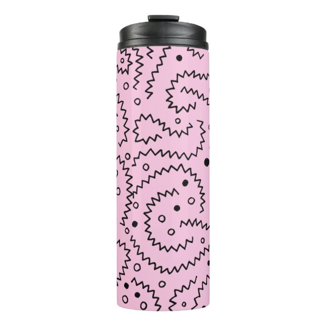 Termo Zigzag Líneas negras y patrón rosa (Anverso)