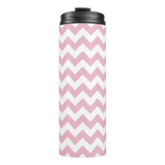 Termo Zigzag rosa, Chevron rosado, patrón geométrico (Anverso)