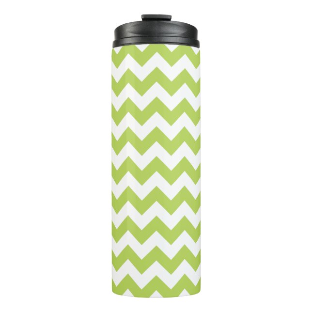Termo Zigzag verde, Chevron verde, patrón geométrico (Anverso)