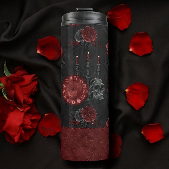 Termo Zodiac Magic Crimson | Rosa Henna Red Gothic Skull (Subido por el creador)