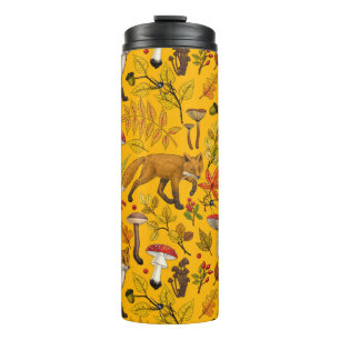 Termo zorros otoñales sobre el naranja