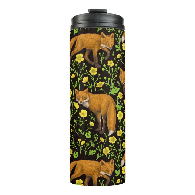 Termo Zorros y mariposas en negro (Anverso)