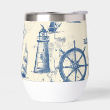 Termos cerámicos Mug con elementos marinos