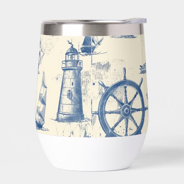 Termos cerámicos Mug con elementos marinos (Izquierdo)