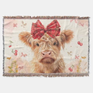 Ternero de vaca de las Highlands con manta de lanz