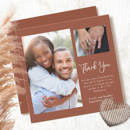 Terra Cotta Photo Simple Boda Gracias Tarjeta