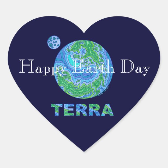 Terra Earth Art Feliz Día de la Tierra Pegatinas (Anverso)
