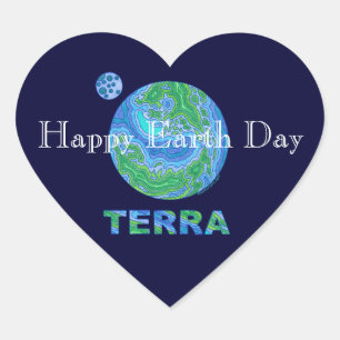 Terra Earth Art Feliz Día de la Tierra Pegatinas