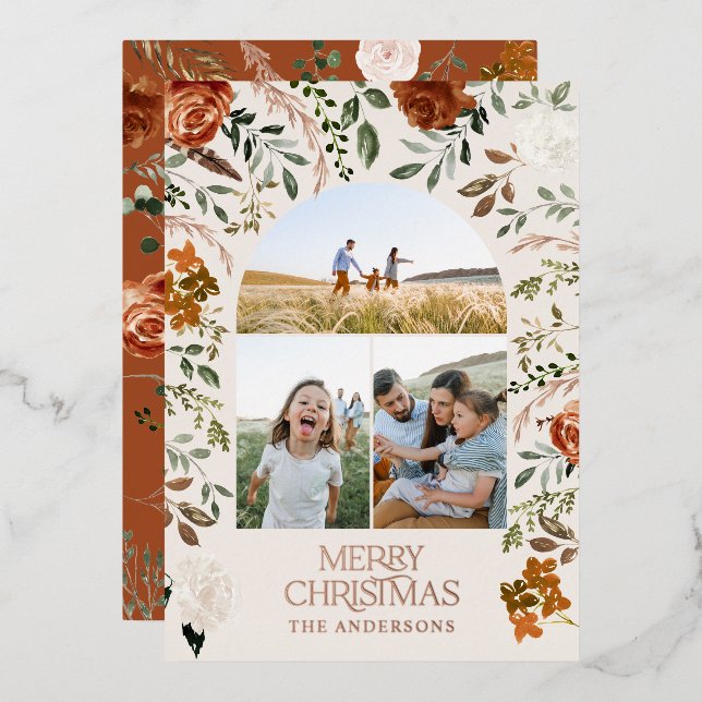 Terracota 3 festividad de arco botánico elegante (Anverso/Reverso)