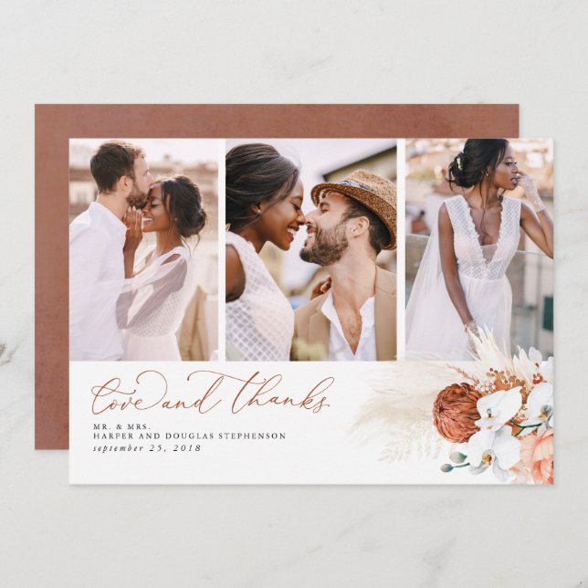 Terracota Agradecimiento de boda de hierba tropica (Anverso / Reverso)