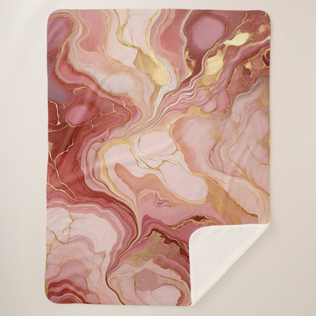 Terracota desangrada y manta Sherpa de oro (Anverso)