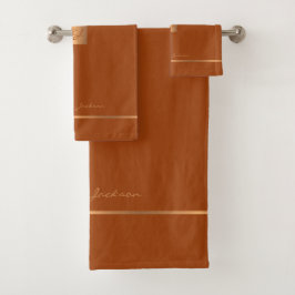 Terracota elegante moderna rayas monogramadas chic