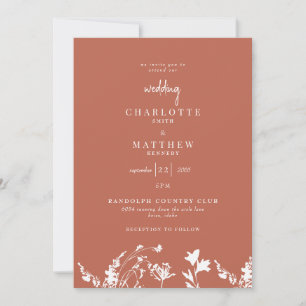 Terracota en la invitación a la boda moderna de pr