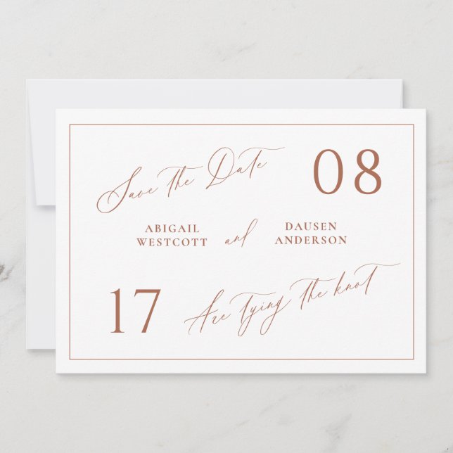 Terracota Guardar la Invitación Boda de fechas (Anverso)