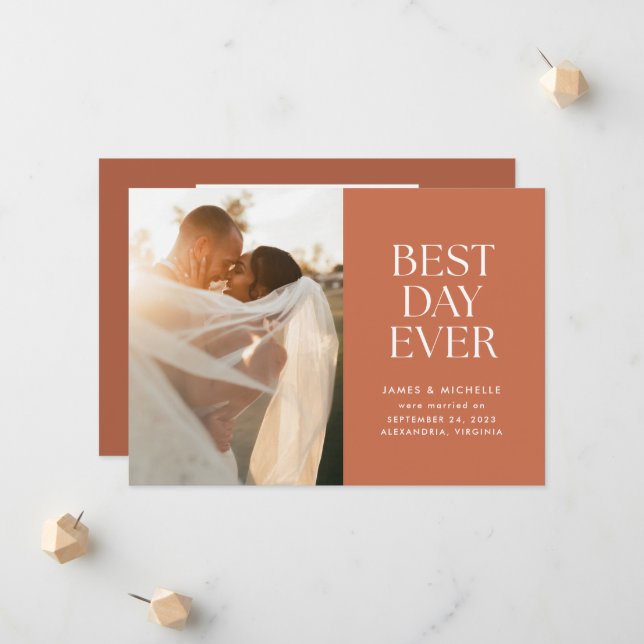 Terracota Mejor Día Boda Invitación (Anverso/Reverso In Situ)