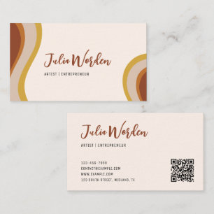 Terracota moderna tarjeta de visita con código QR